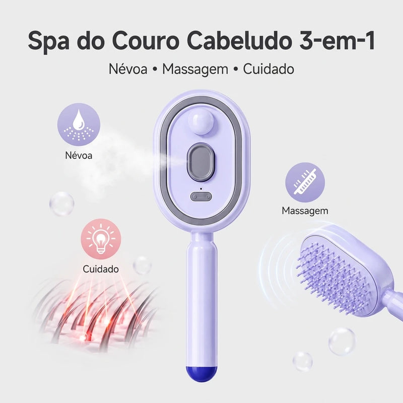 Escova de Cabelo 5 em 1 – Névoa, Massagem do Couro Cabeludo e Cuidados Capilares