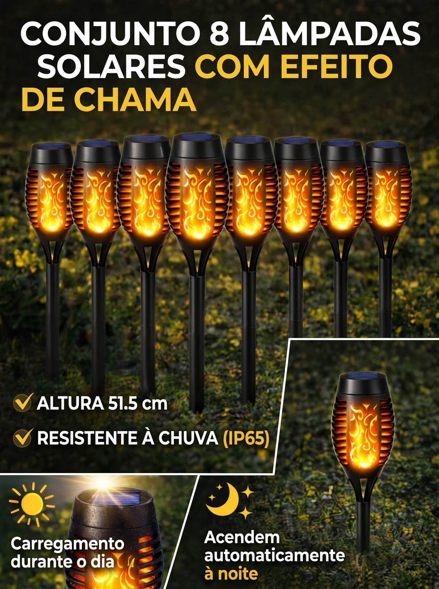 Lâmpadas Chama Solar Jardim
