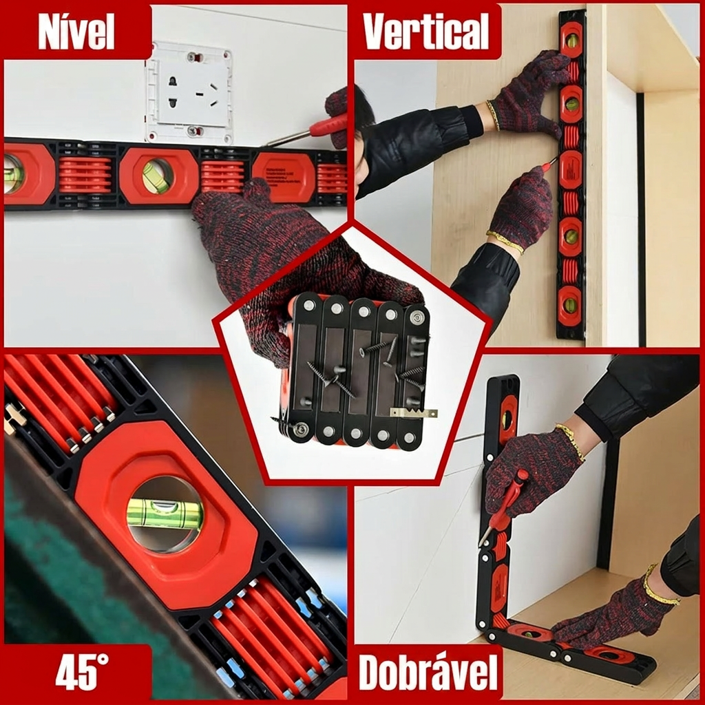 Nível Dobrável com Medidor de Ângulos