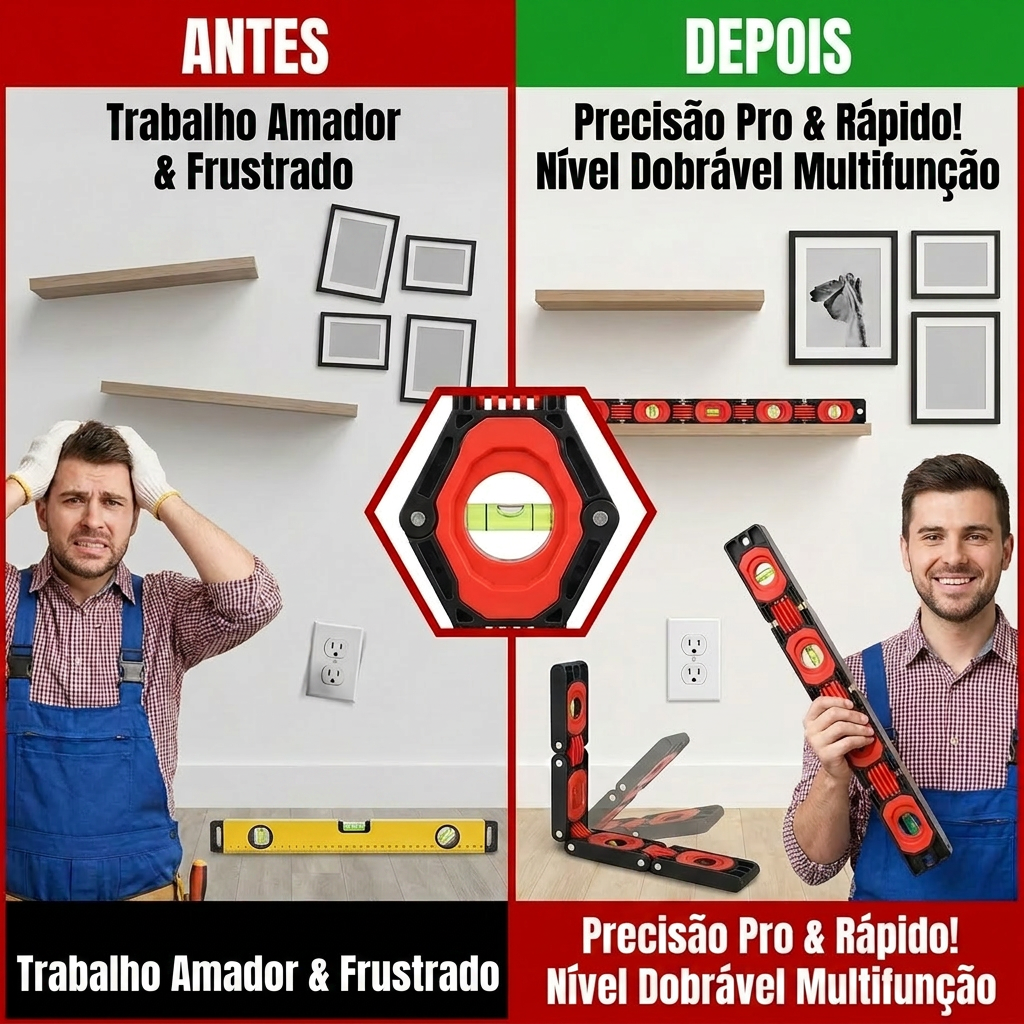 Nível Dobrável com Medidor de Ângulos