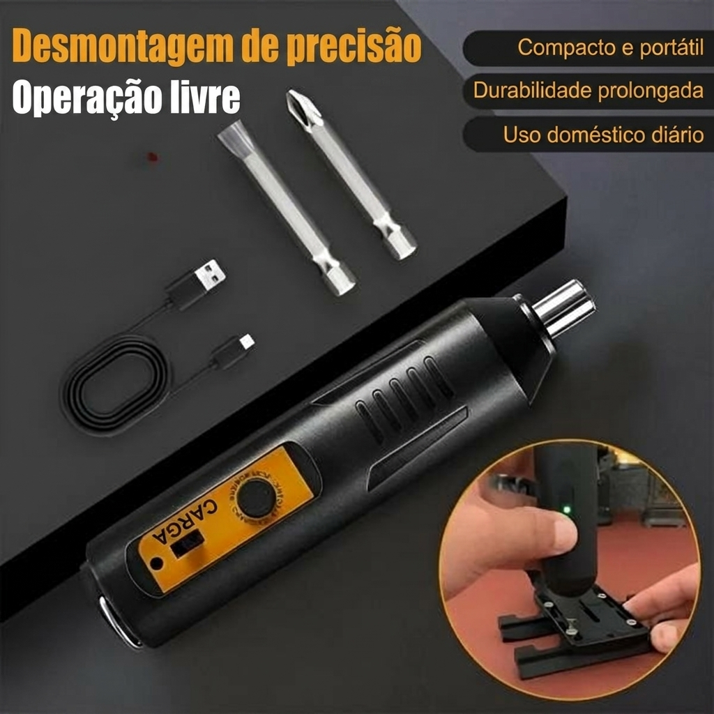 Mini Chave de Fenda Elétrica USB – 12 Pontas de Precisão