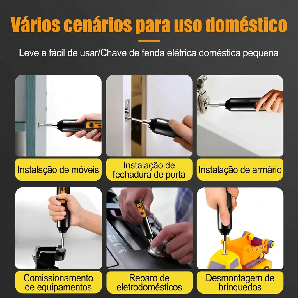 Mini Chave de Fenda Elétrica USB – 12 Pontas de Precisão