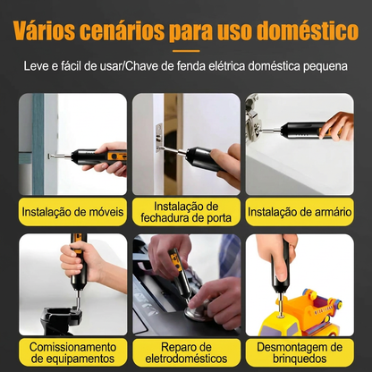 Mini Chave de Fenda Elétrica USB – 12 Pontas de Precisão