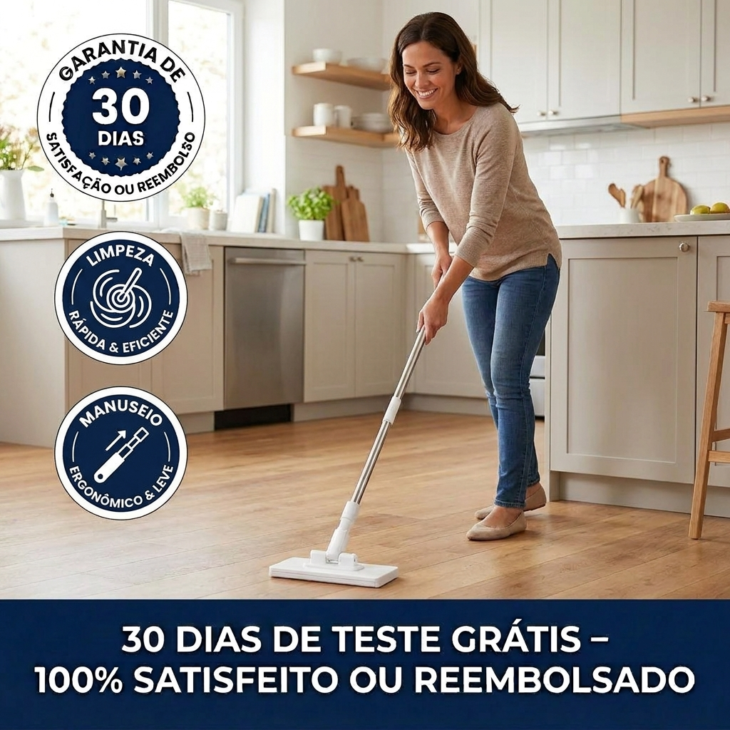 Vassoura de Limpeza Multifuncional com Microfibra & Papel Toalha