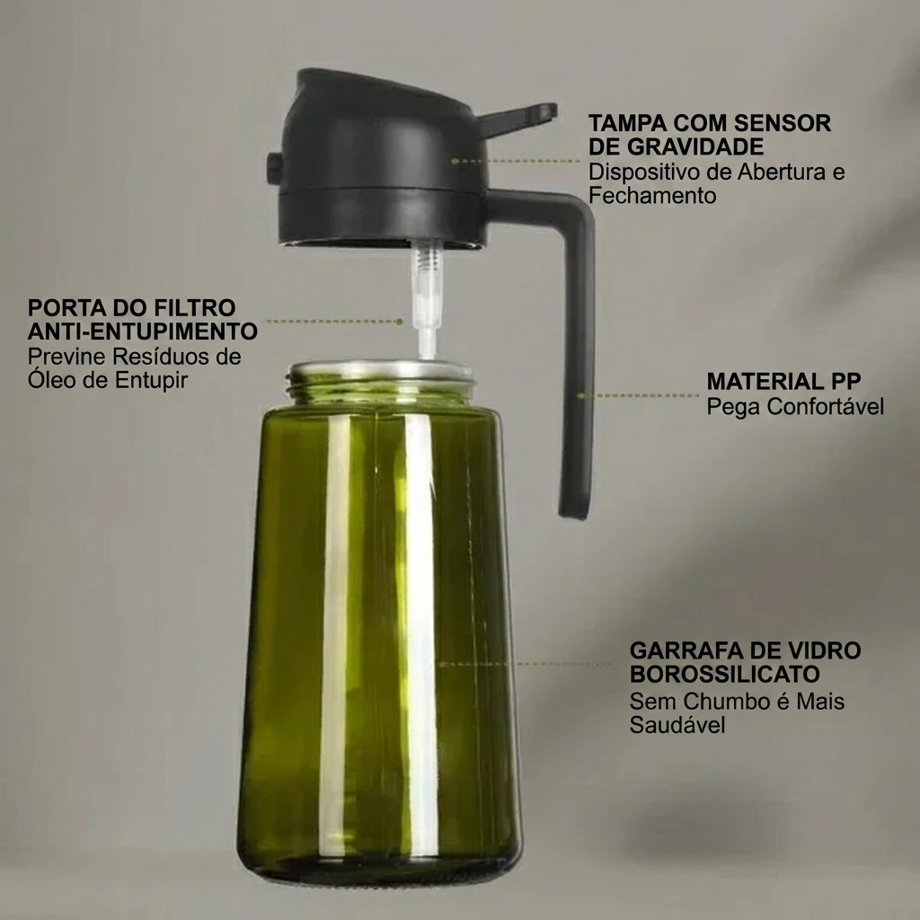 Dosador de Óleo 2 em 1 – Spray & Bico Dosador de Precisão