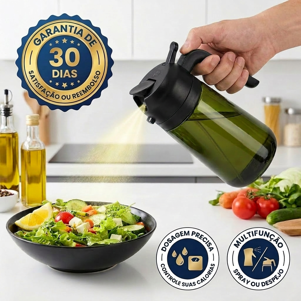 Dosador de Óleo 2 em 1 – Spray & Bico Dosador de Precisão