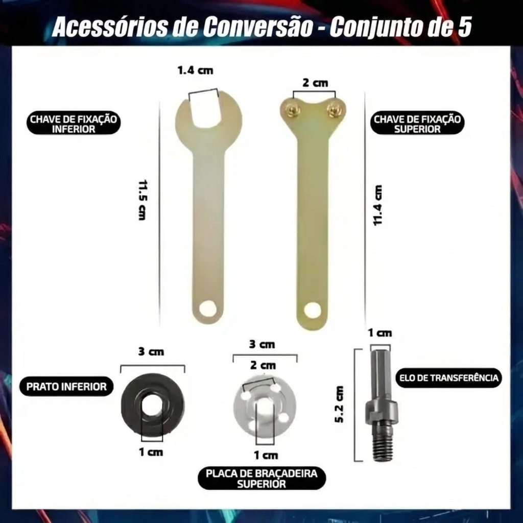 Kit Adaptador para Transformar sua Furadeira ou Parafusadeira em Esmerilhadeira