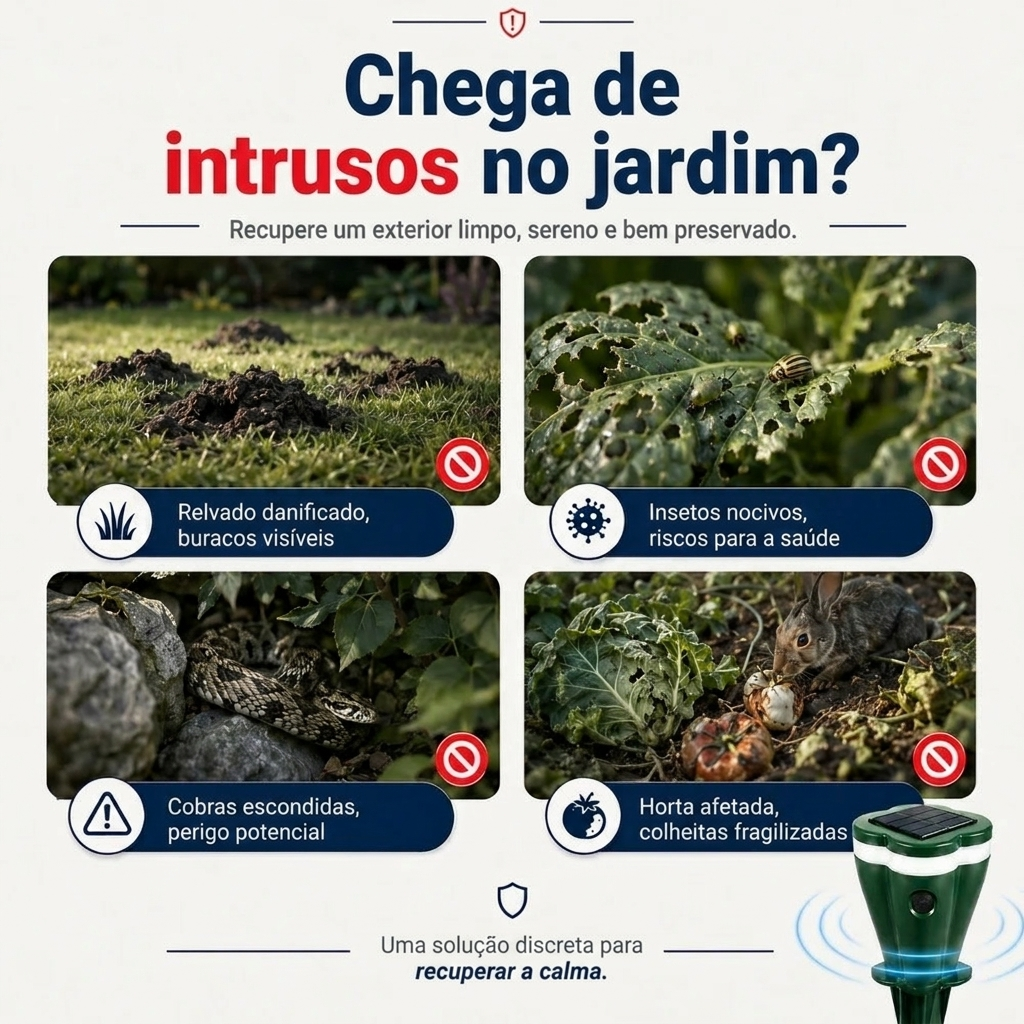 Escudo exterior autónomo de 360° contra animais indesejados