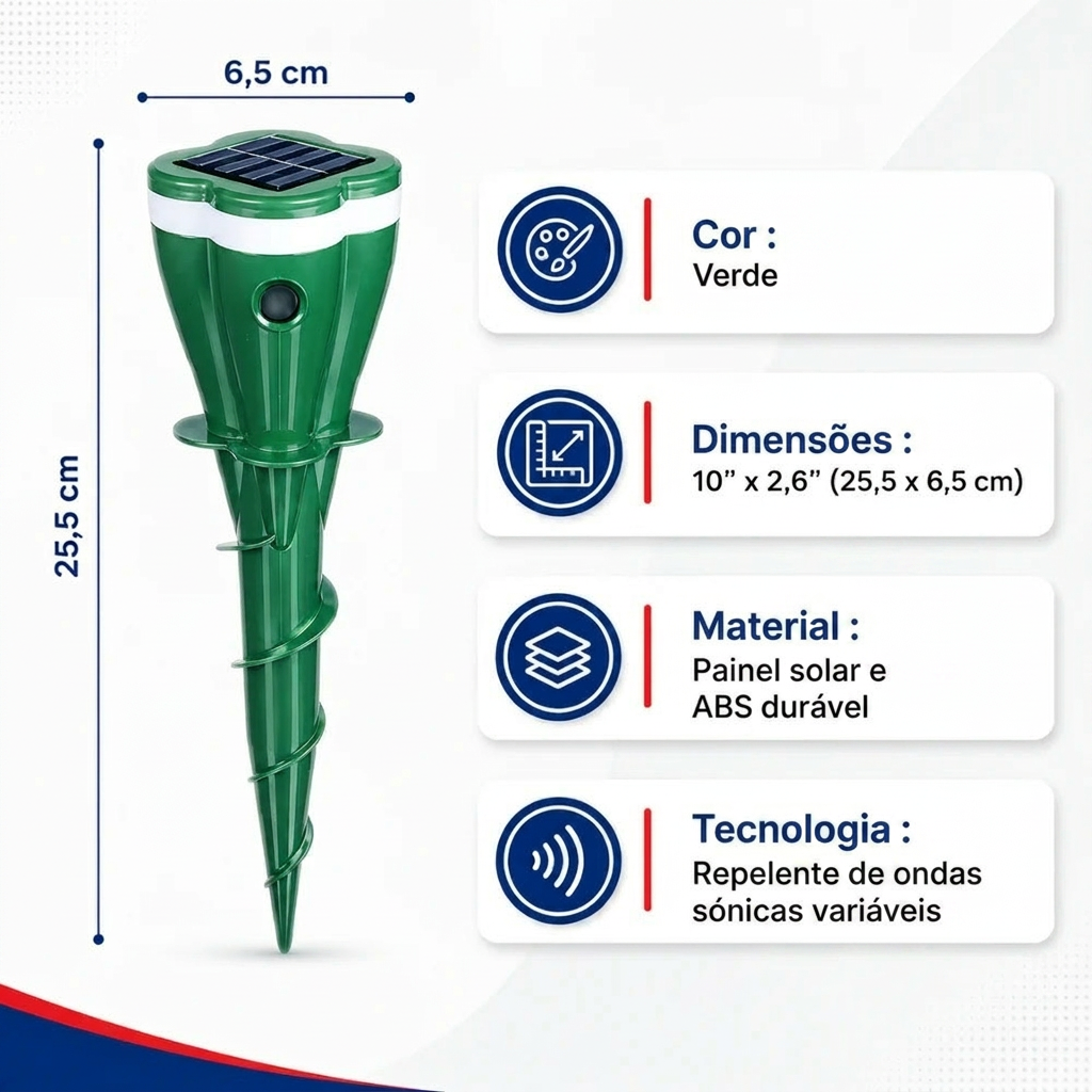 Escudo exterior autónomo de 360° contra animais indesejados