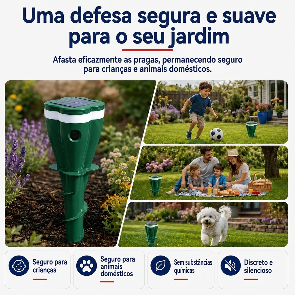 Escudo exterior autónomo de 360° contra animais indesejados