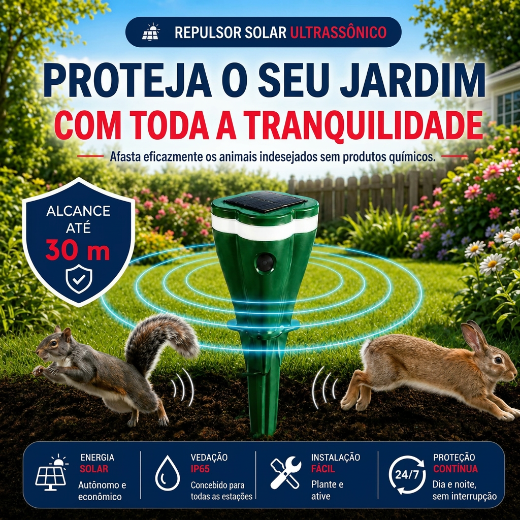 Escudo exterior autónomo de 360° contra animais indesejados