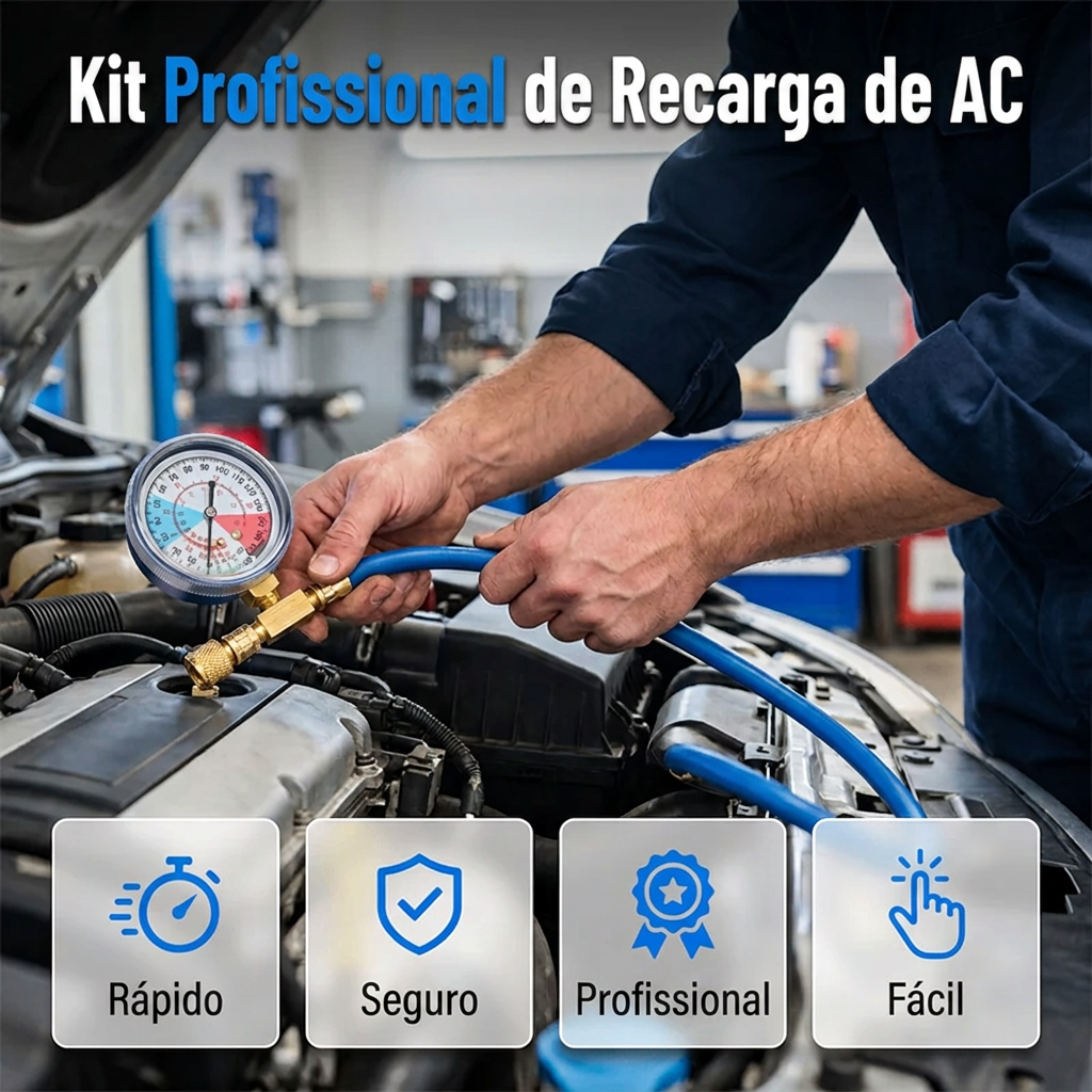 ⏳Oferta temporária⏰ Mangueira de enchimento de ar condicionado R134a com manómetro – ferramenta universal e fácil de usar
