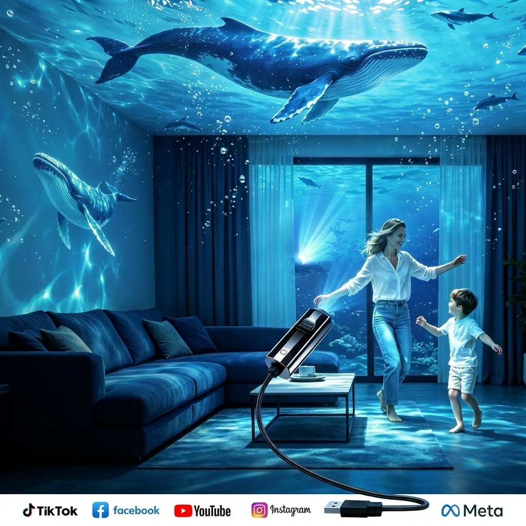 Projetor LED Galáxia & Oceano – Ambiente Relaxante 360°
