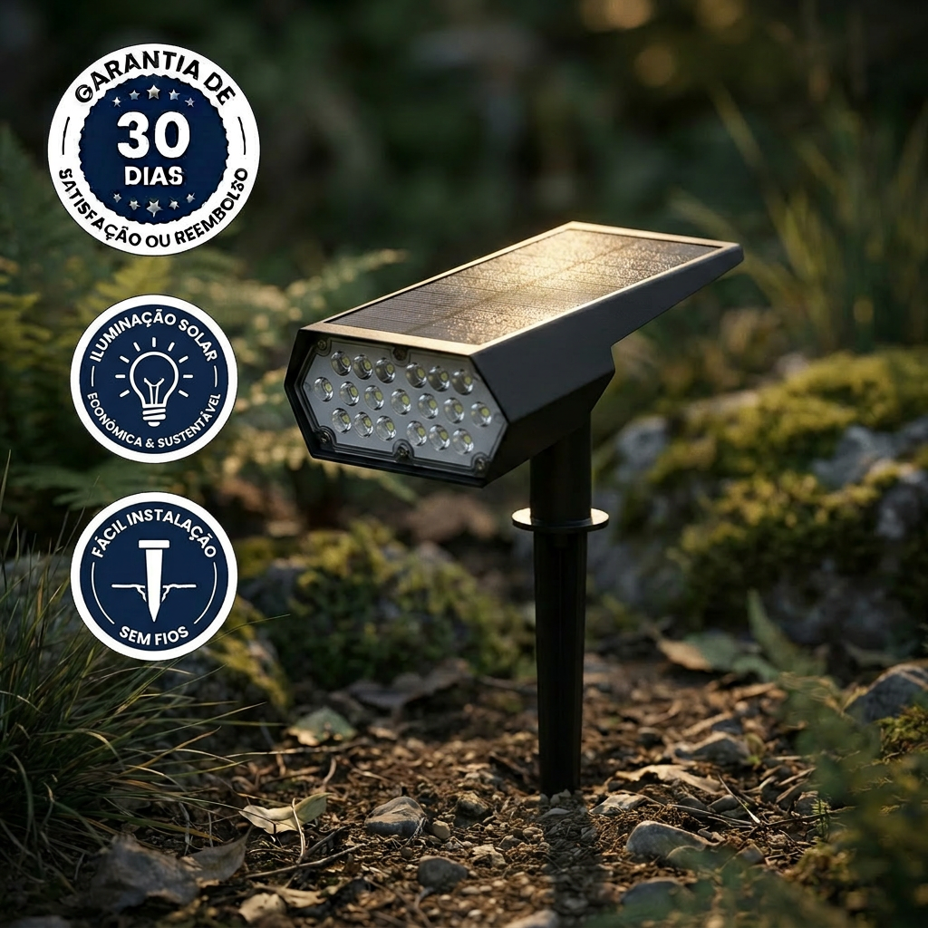 Refletor Solar LED para Jardim – Iluminação Externa Automática