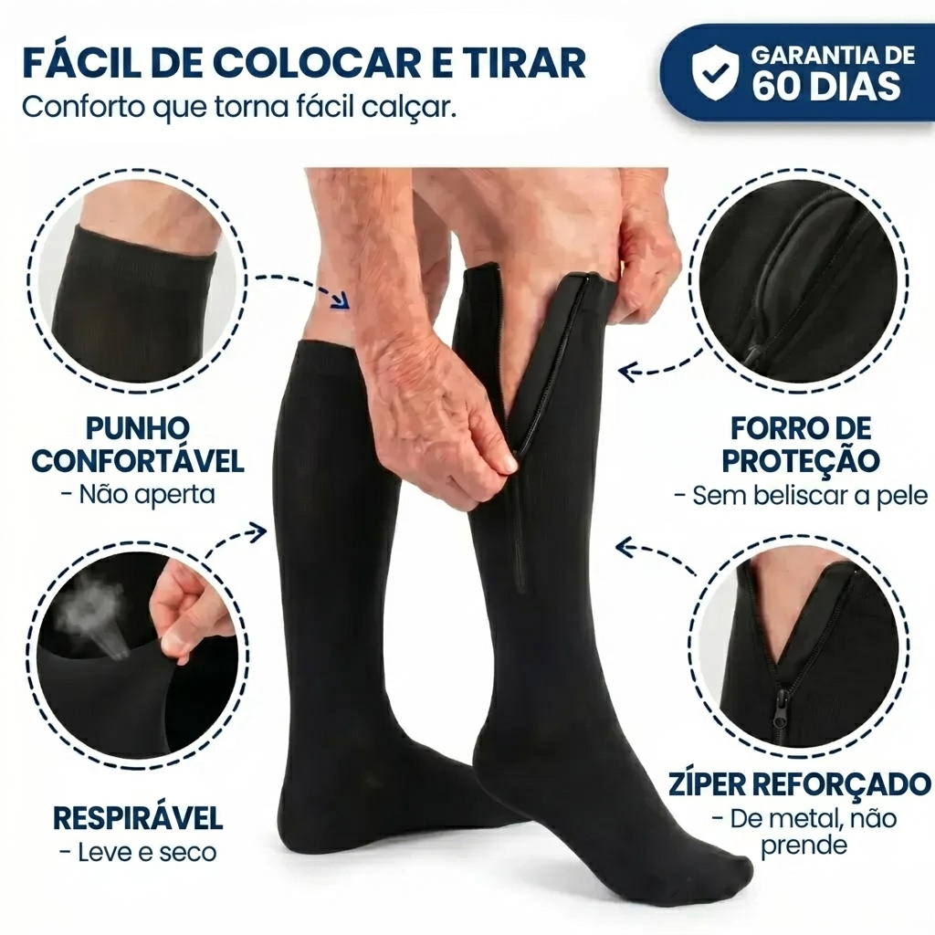 Meias de Compressão – Fácil de Calçar e Conforto Diário