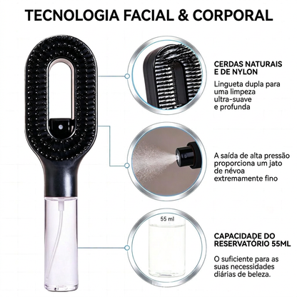 Escova Vaporizadora 2 em 1 – Desembaraça, Hidrata e Realça o Brilho dos Cabelos