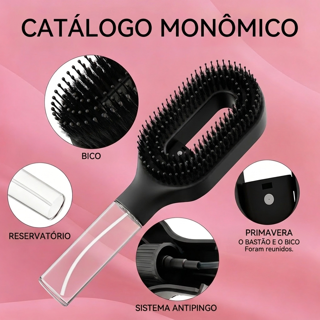 Escova Vaporizadora 2 em 1 – Desembaraça, Hidrata e Realça o Brilho dos Cabelos