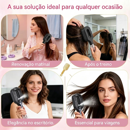 Escova Vaporizadora 2 em 1 – Desembaraça, Hidrata e Realça o Brilho dos Cabelos