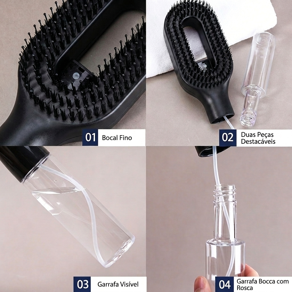 Escova Vaporizadora 2 em 1 – Desembaraça, Hidrata e Realça o Brilho dos Cabelos