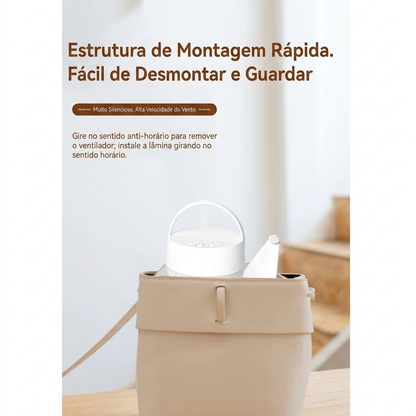 Ventilador de Teto Recarregável com LED – Frescura e Iluminação em Qualquer Lugar