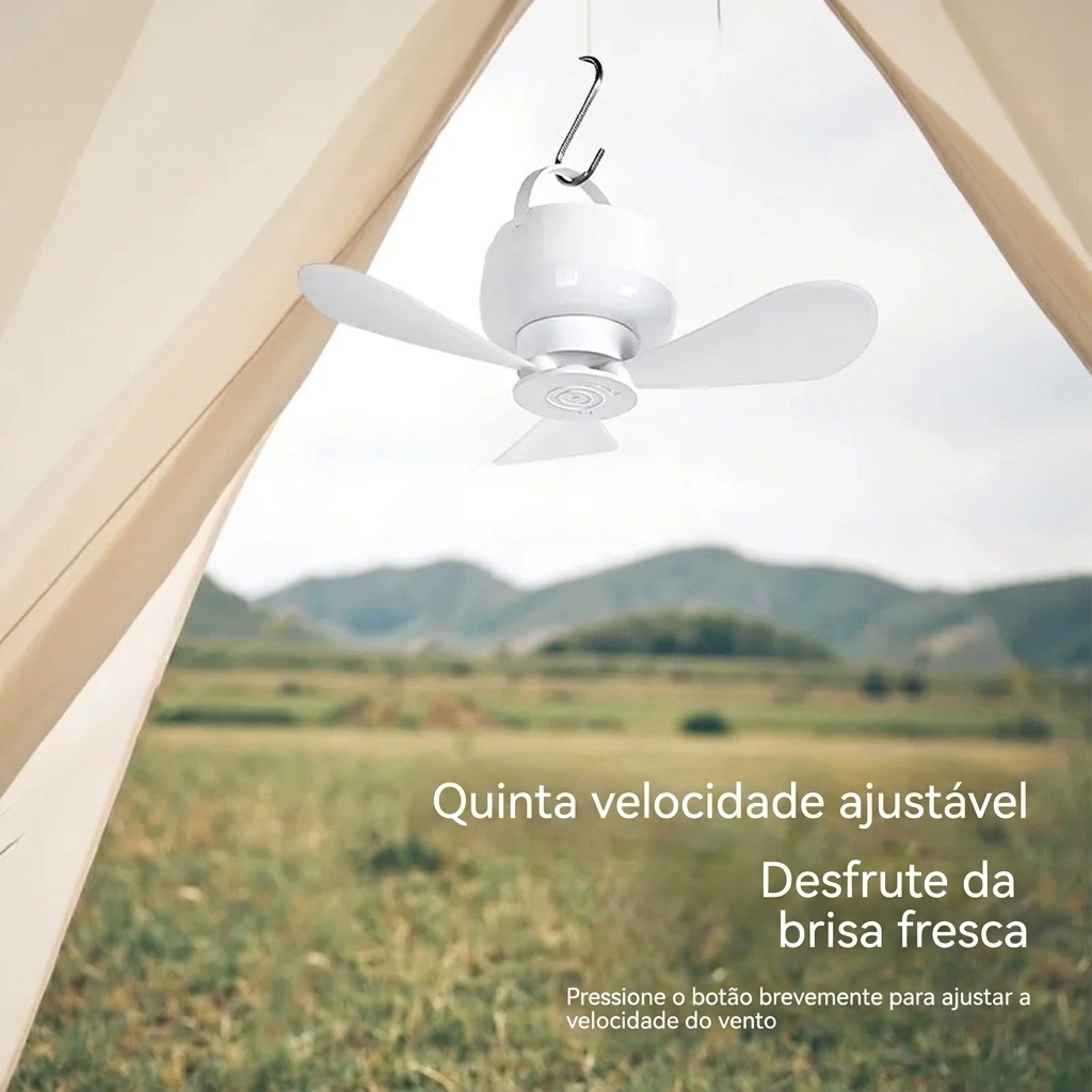 Ventilador de Teto Recarregável com LED – Frescura e Iluminação em Qualquer Lugar