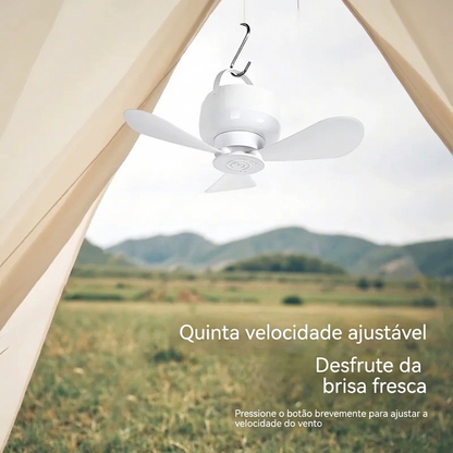Ventilador de Teto Recarregável com LED – Frescura e Iluminação em Qualquer Lugar