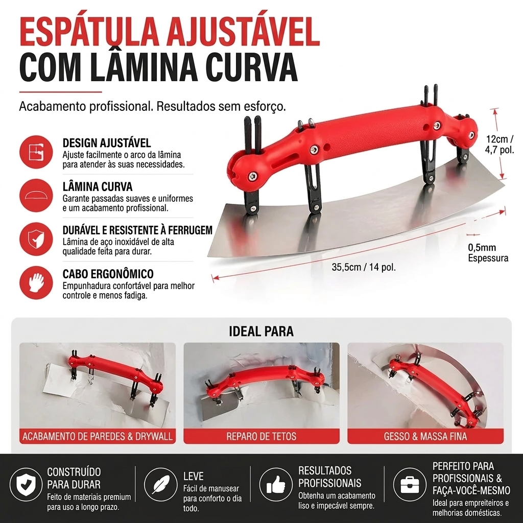 Raspador Curvo Ajustável – Ferramenta Multifuncional para Superfícies Curvas