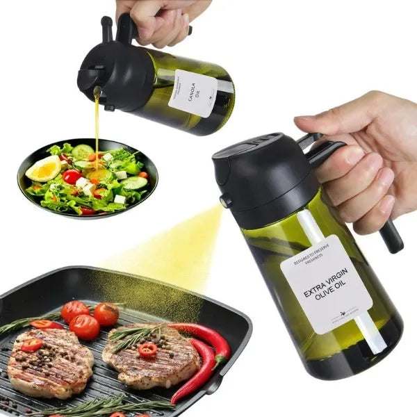 Dosador de Óleo 2 em 1 – Spray & Bico Dosador de Precisão